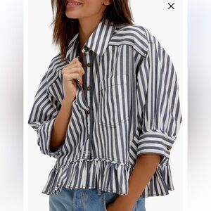 Free People We The Free Bailey Stripe Shirt size large